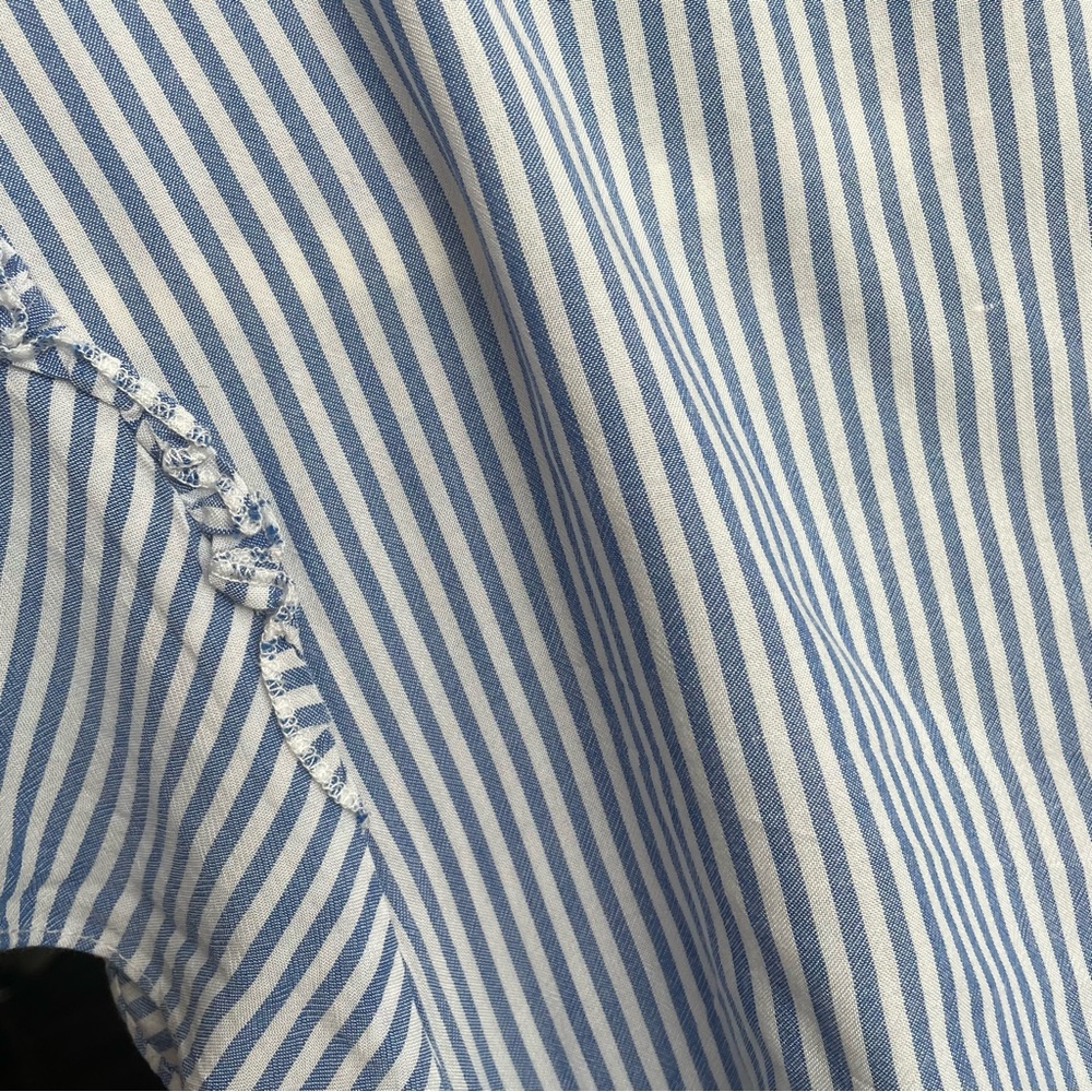 Cotton Candy Blue & White Striped Maxi Dress with Front Tie - Picture 14 of 15